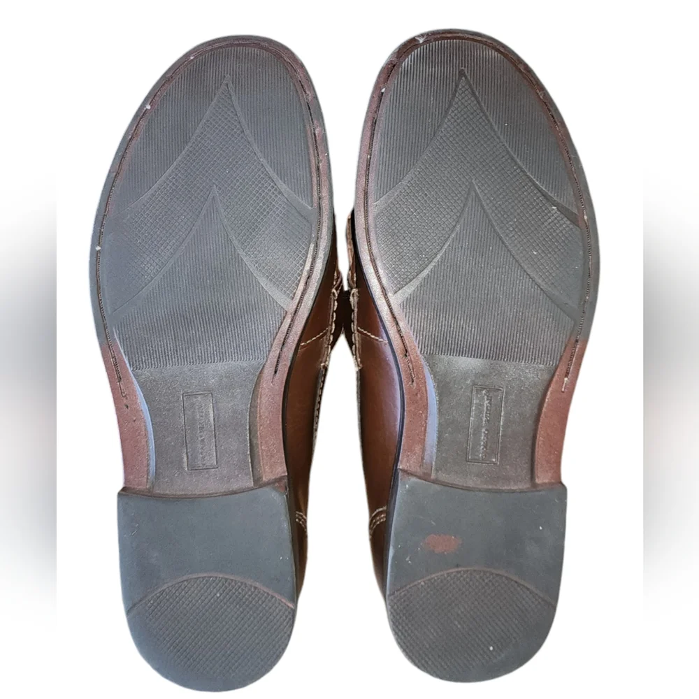 Giorgio Brutini Mens Sz 8.5 Brown Leather Woven Slip On Tassel Loafers Shoes